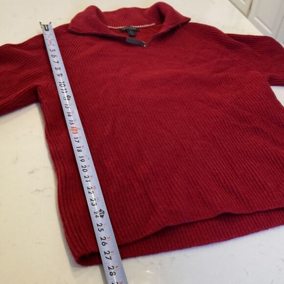 Banana republic Italian yarn thick ribbed half zip collared red sweater size l - Picture 11 of 14